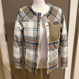 Patagonia Blue and Tan Plaid Jacket